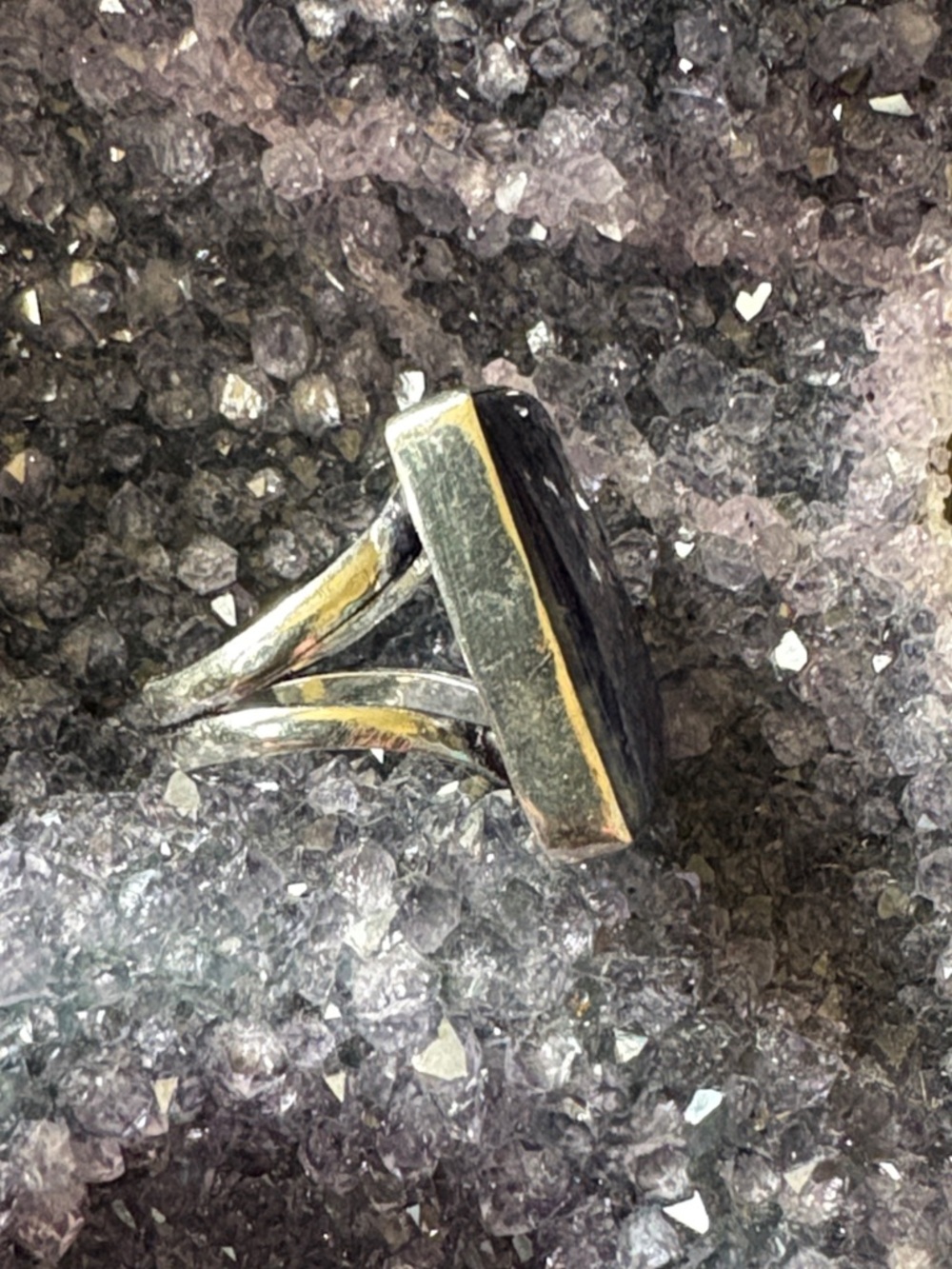 Blue Sodalite Rectangular Silver ring - Picture 4 of 6